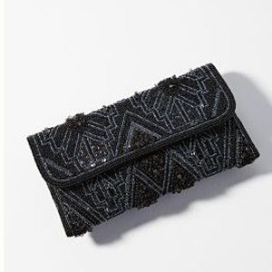 NWT Anthropologie Art Deco Beaded Clutch